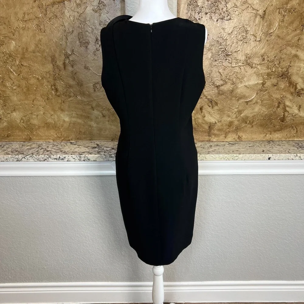Teri Jon‎ Rickie Freeman Dress Womens 10 Black Sleeveless Ruffle Silk Cocktail